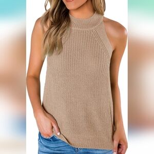 Apbondy Halter Sleeveless Knit Tank Top Size S